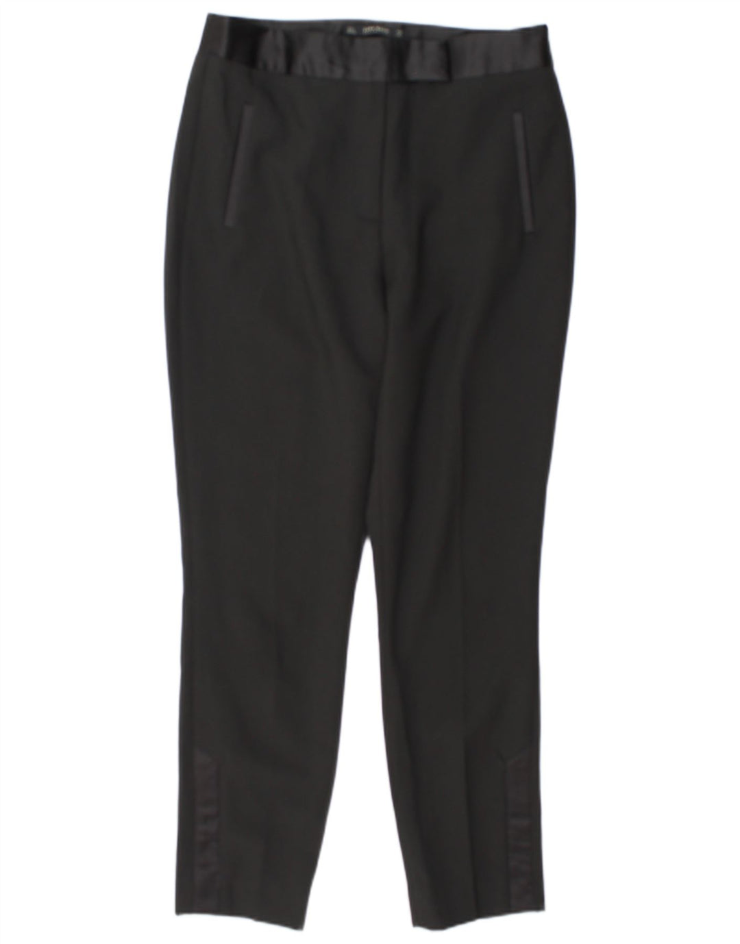 Zara Mujer Pantalón Casual Slim Large W30 L29 Poliéster Negro