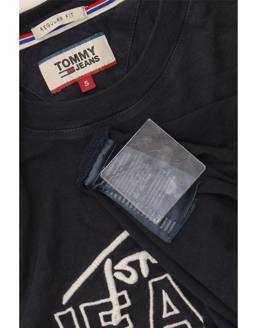TOMMY HILFIGER Camiseta estampada de ajuste regular para hombre Top pequeño de algodón azul marino