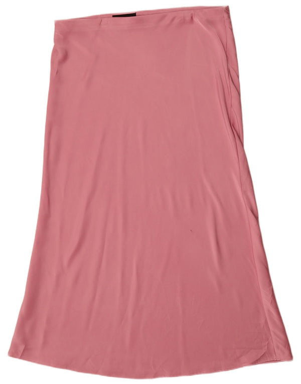 Zara Mujer Falda Midi De Cintura Alta XL W32 Rosa Poliéster