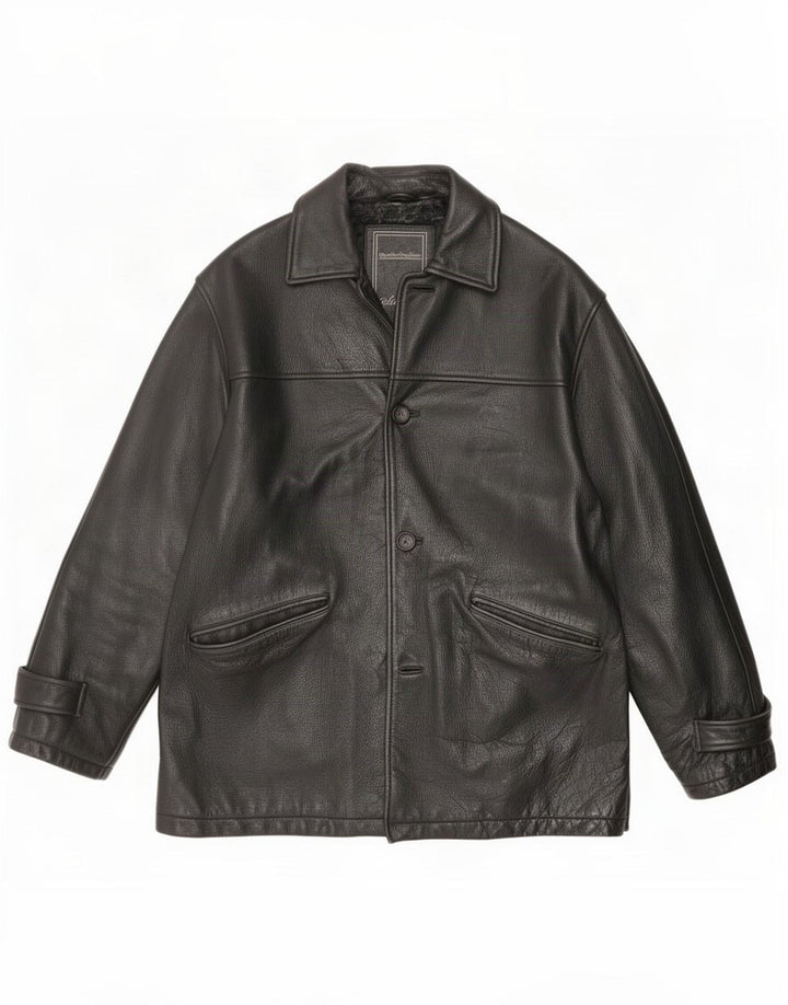 Angelo Litrico Chaqueta de cuero para hombre XL Negro Clásico
