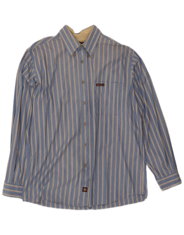 Camisa Marlboro Classics Hombre Algodón Rayas Azul Grande