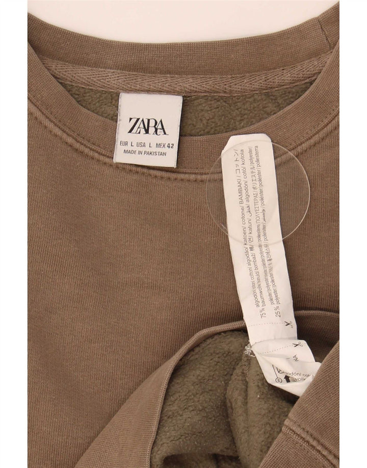 Zara Hombre Sudadera Jumper Large Marrón Algodón