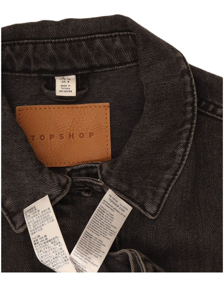 Topshop Chaqueta vaquera extragrande para mujer UK 8 Small Gris Algodón