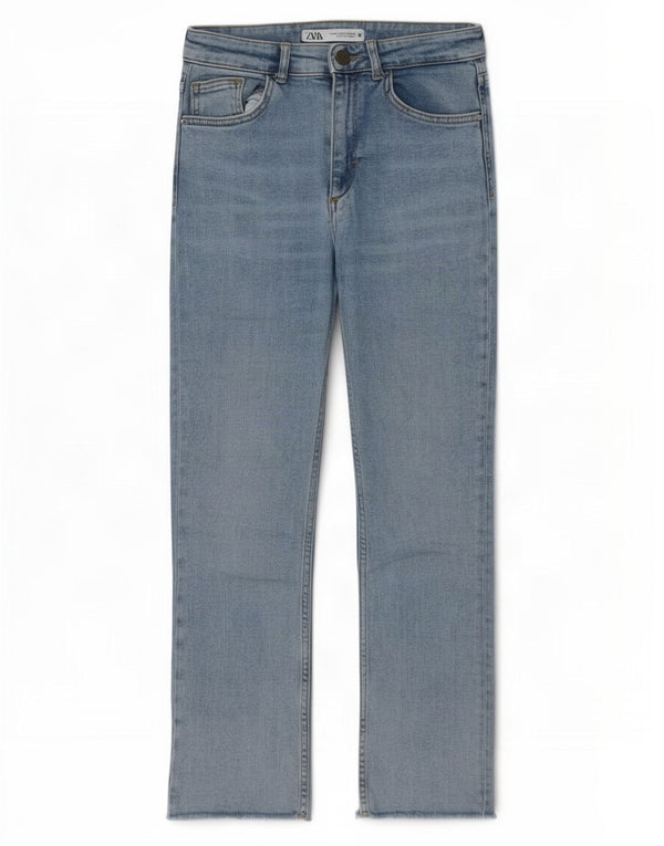 Zara Mujer Crop Bootcut Jeans EU 36 XS W26 L25 Algodón Azul