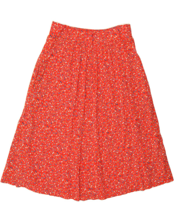 VINTAGE Falda de línea A para mujer IT 42 Mediana W30 Rojo Floral