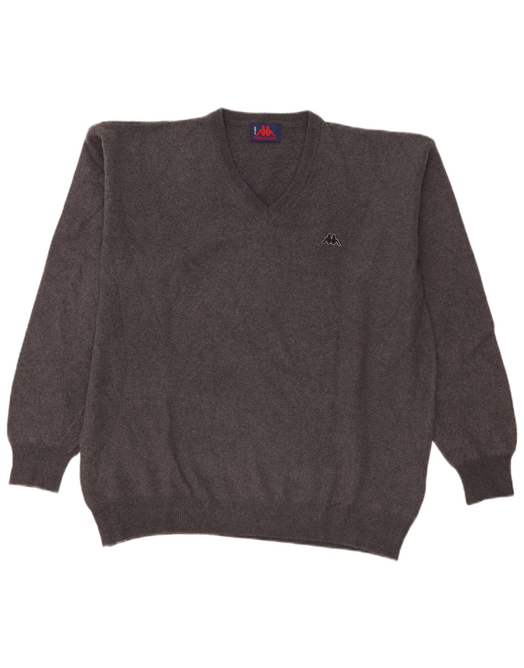 Kappa Jersey con cuello en V para hombre de lana gris grande