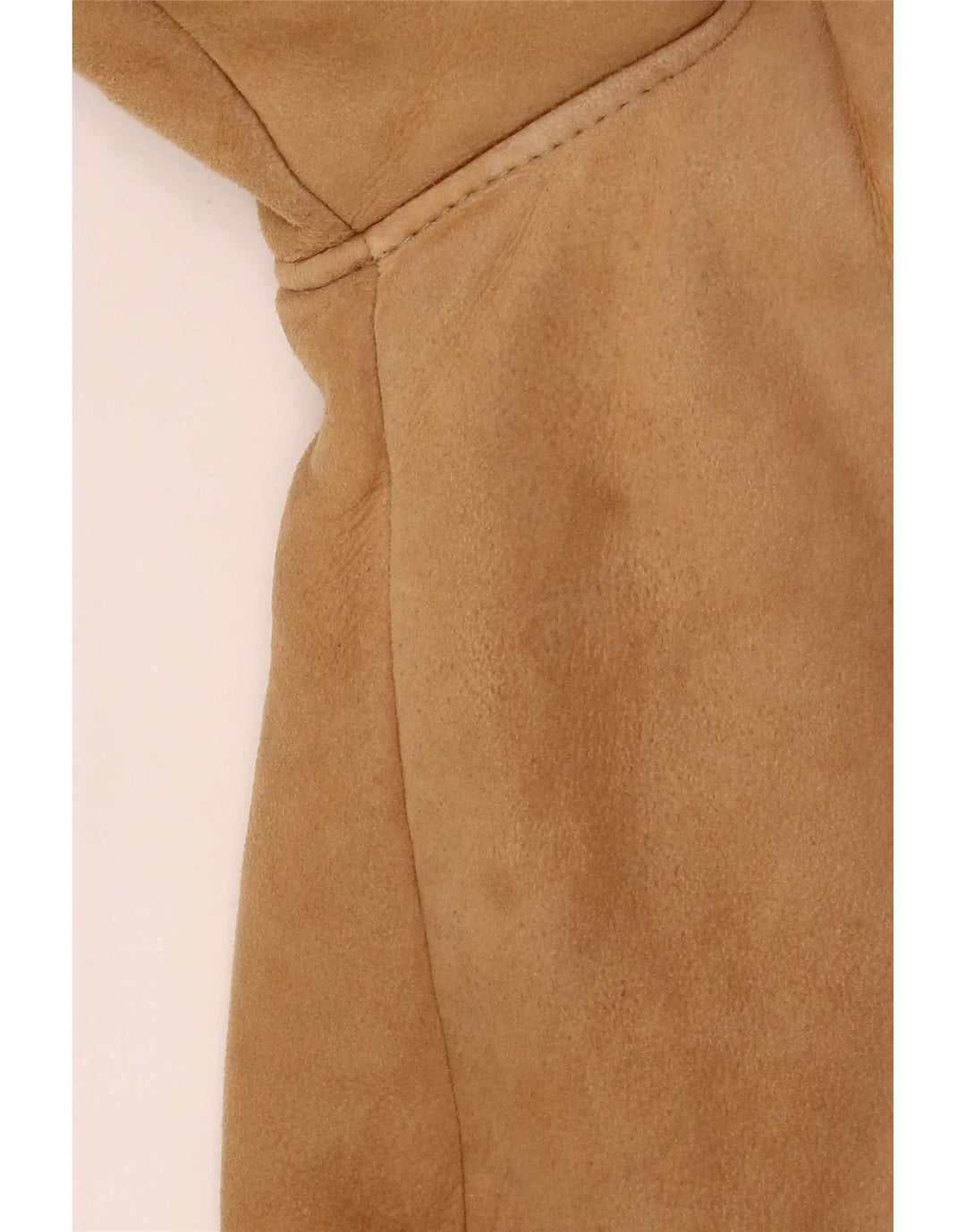 Vintage mujer con capucha chaqueta de piel de oveja Reino Unido 12 Beige medio