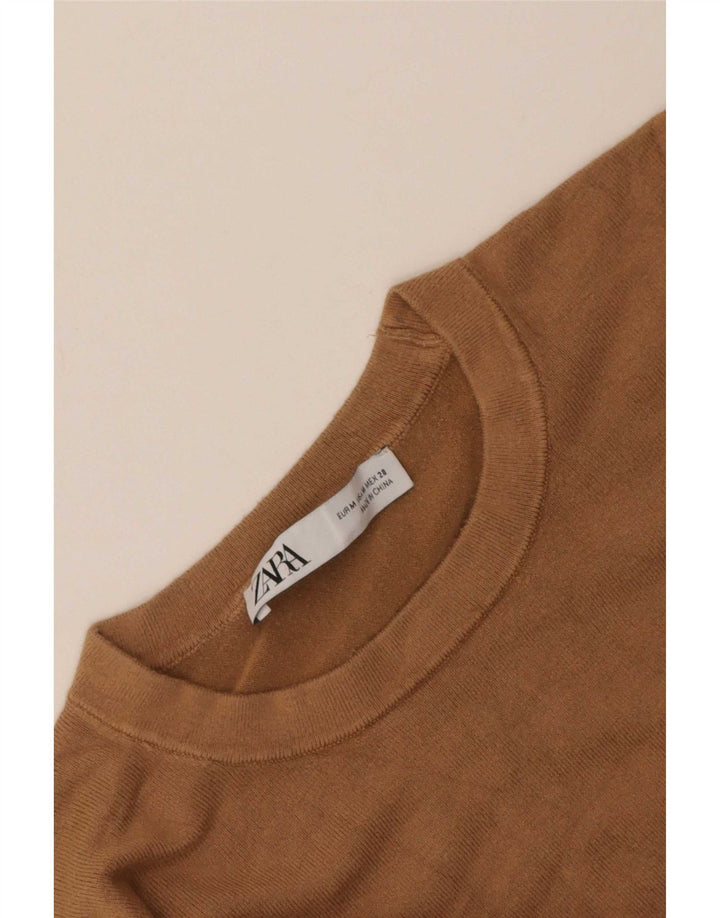 Zara - Jersey de cuello redondo para mujer, talla 40, color marrón medio