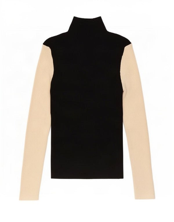 Zara Mujer Top Manga Larga ES 40 XL Viscosa Color Block Negro