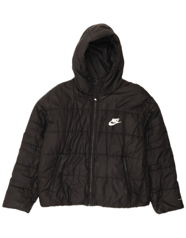 Nike - Chaqueta acolchada extragrande con capucha Therma-Fit para mujer, talla 40, color negro