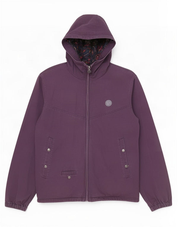 Pretty Green Chaqueta bomber con capucha para mujer UK 40 Algodón morado mediano