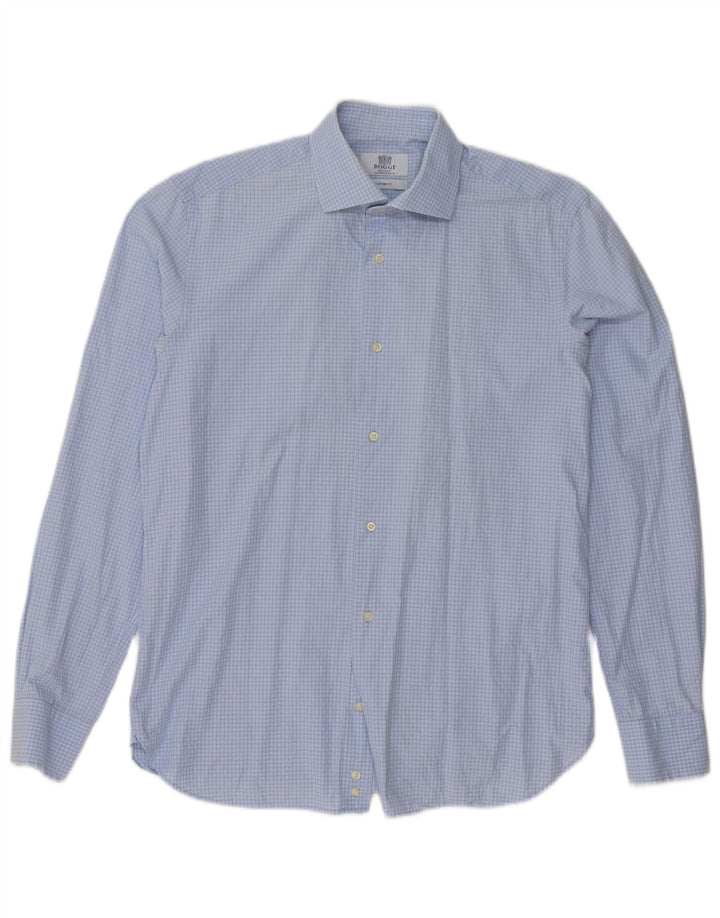Boggi Camisa Milano Custom Fit para hombre Talla 39 15 1/2 Cuadros azules medianos