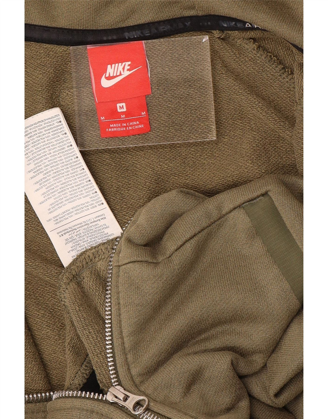Nike Sudadera con capucha y cremallera gráfica para hombre Algodón caqui mediano
