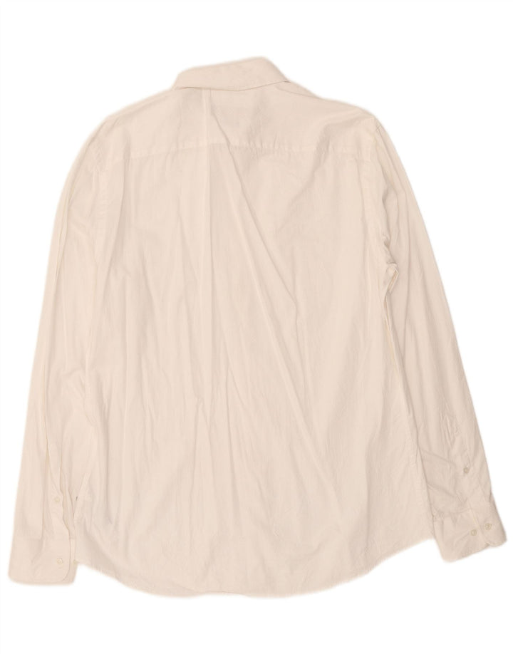 Camisa Trussardi Hombre Regular Fit Talla 43 Grande Algodón Blanco