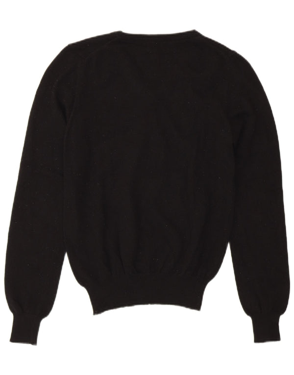 Fred Perry Suéter Corto con Cuello en V para Mujer UK 10 Small Black Merino Wool