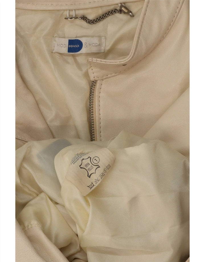 Chaqueta de cuero vintage para mujer Reino Unido 14 Beige medio