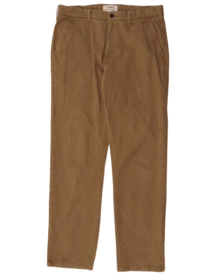 Marks & Spencer Pantalones chinos rectos de corte regular para hombre W32 L31 Marrón