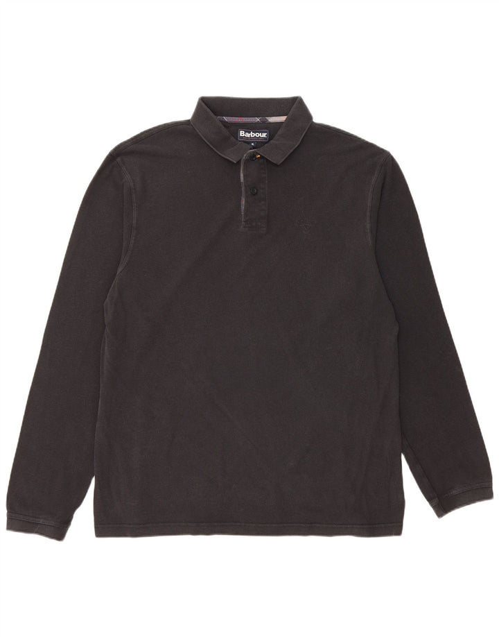 BARBOUR Polo Manga Larga Hombre XL Algodón Negro