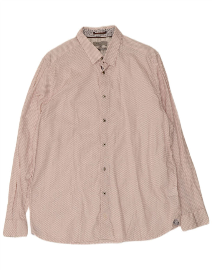 Ted Baker Camisa para hombre Talla 6 2XL Algodón geométrico rosa