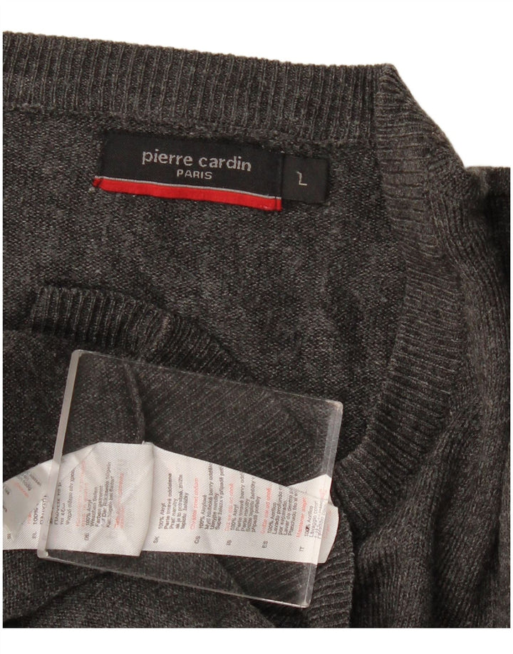 Pierre Cardin - Jersey con cuello en V para hombre, acrílico gris grande