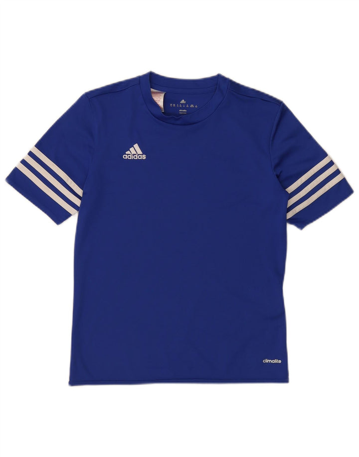 Adidas Boys Climalite Camiseta Top 11-12 años Grande Azul Poliéster