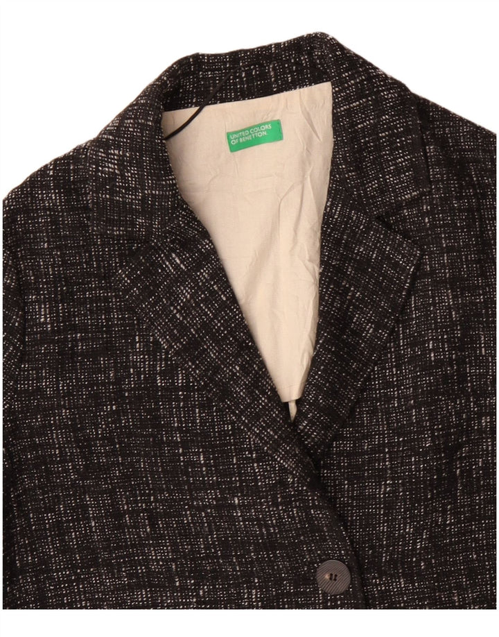 Abrigo de mujer BENETTON IT 44 Poliéster moteado negro mediano
