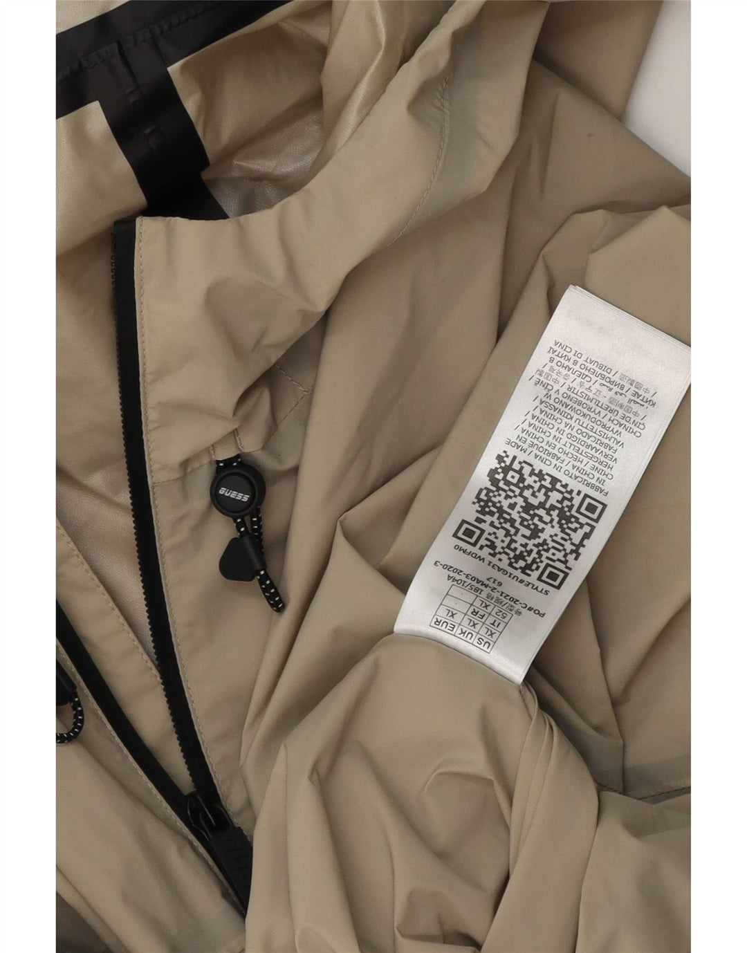 Guess Chaqueta impermeable con capucha para hombre UK 42 XL Polietileno beige
