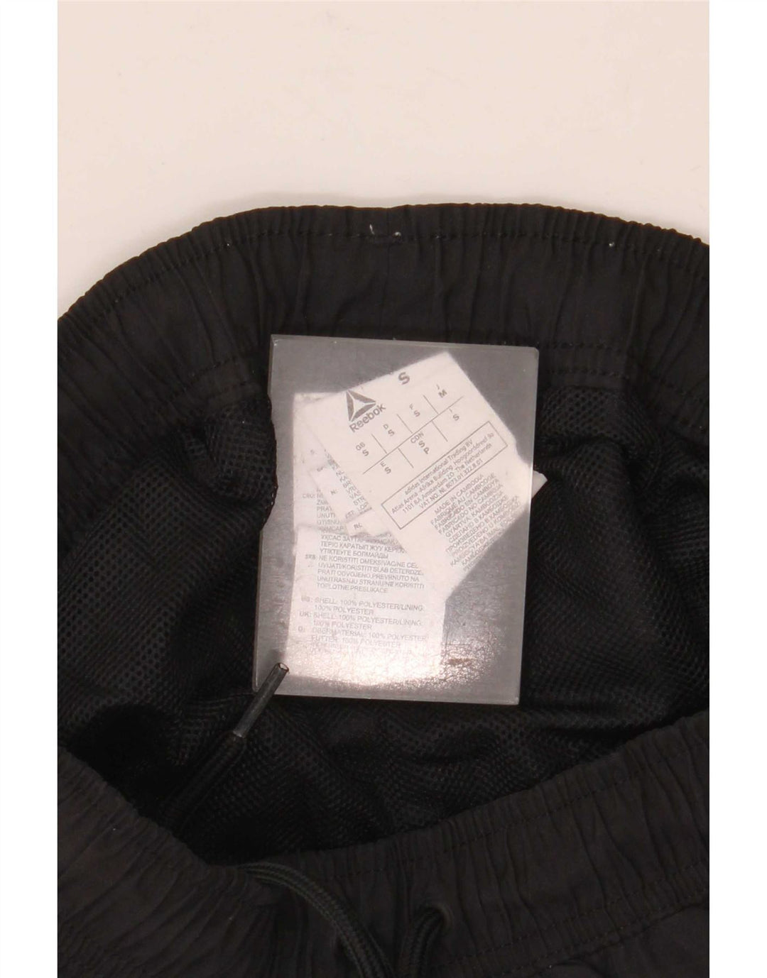 Reebok Pantalones cortos deportivos gráficos para hombre, poliéster negro pequeño