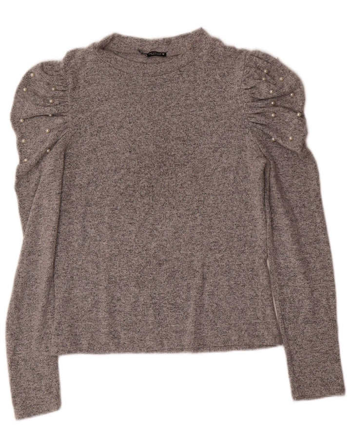 Zara - Jersey de cuello redondo para mujer, talla 40, color gris medio