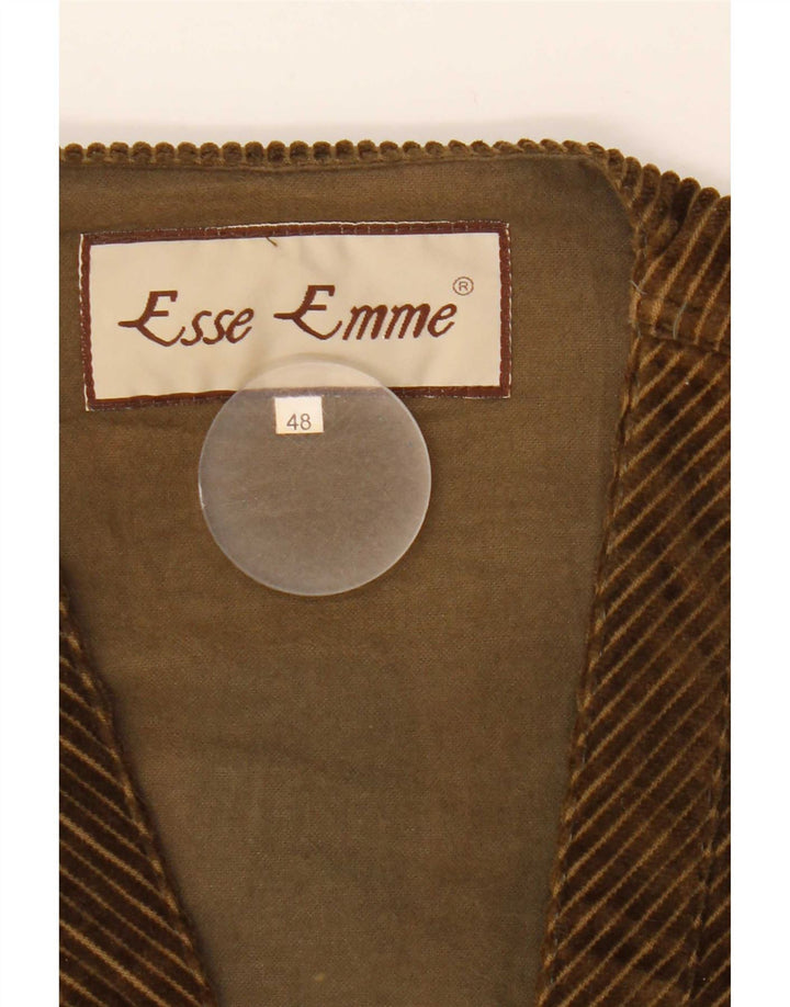 ESSE EMME Chaleco de pana para hombre IT 48 Algodón caqui mediano