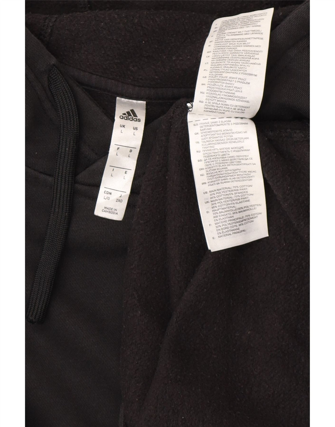 Adidas - Sudadera con capucha para hombre, talla grande, algodón negro