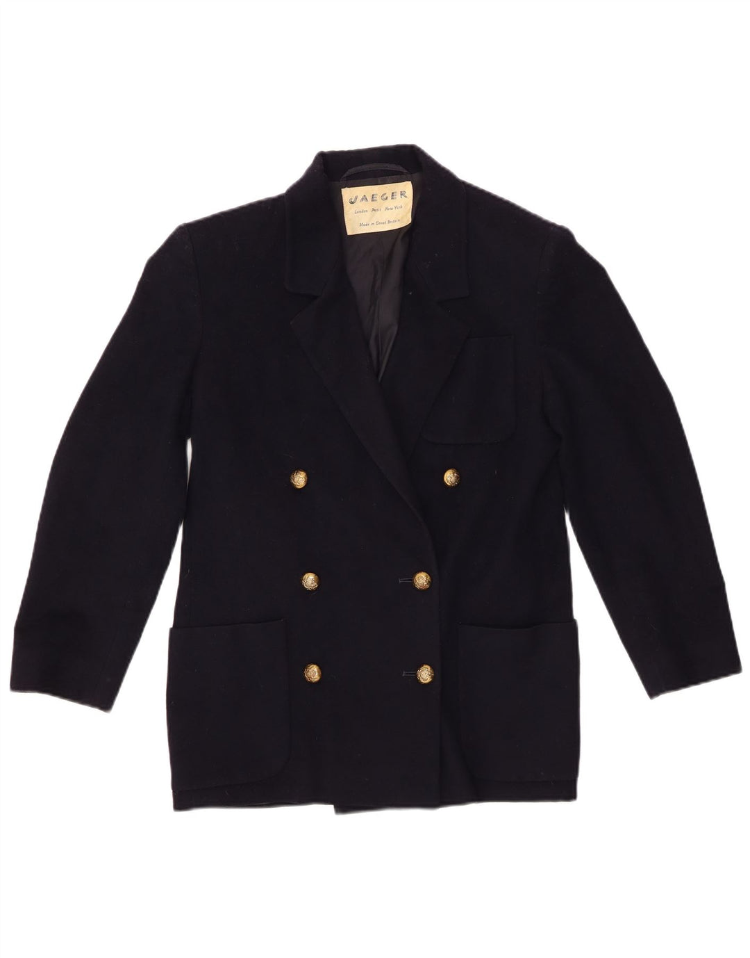 Jaeger Chaqueta tipo blazer con doble botonadura para mujer UK 6 XS Azul marino Lana nueva