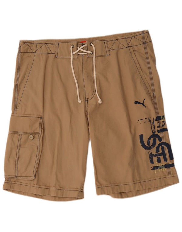 Puma Pantalones cortos cargo gráficos para hombre medianos W32 algodón marrón