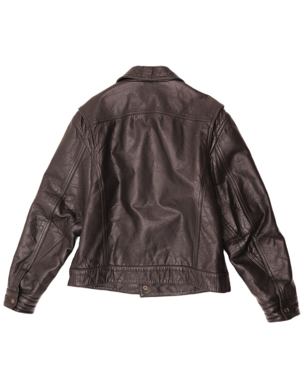 Vintage hombres chaqueta de cuero Reino Unido 40 grande negro