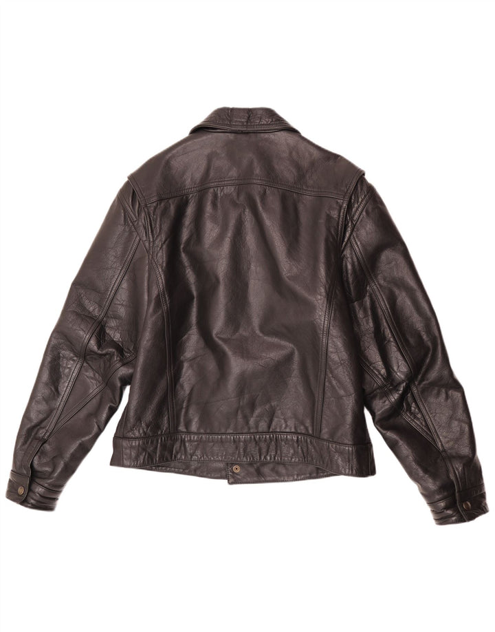 Vintage hombres chaqueta de cuero Reino Unido 40 grande negro