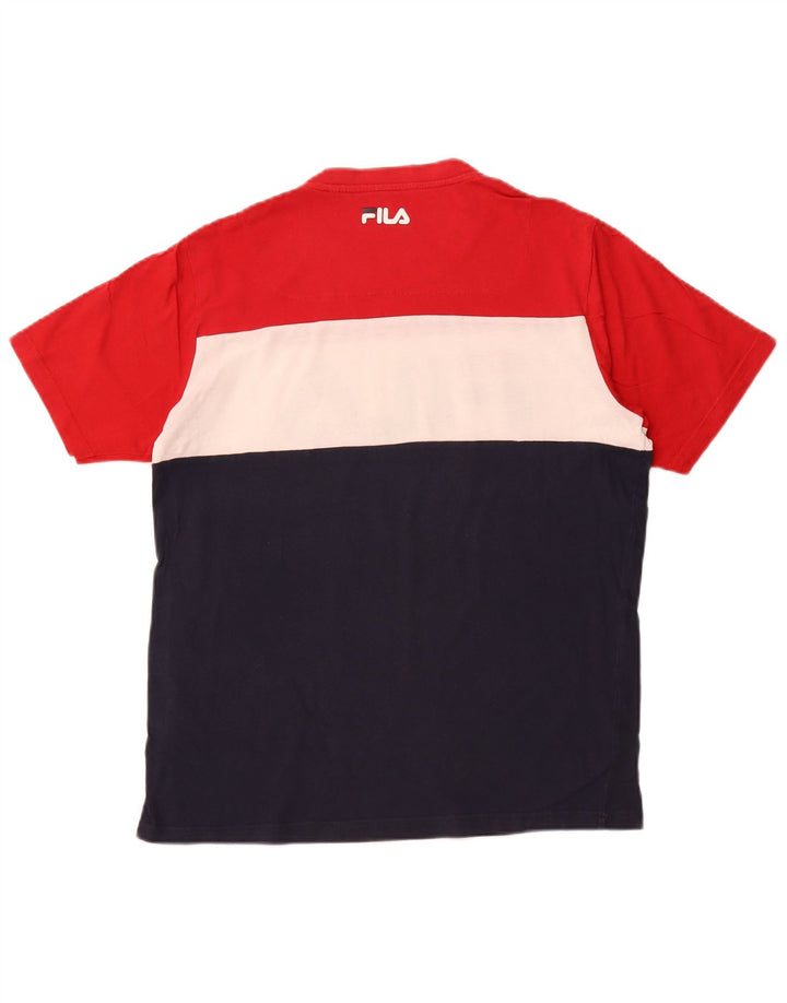 FILA Camiseta gráfica para hombre Top grande de algodón con bloques de color multicolor
