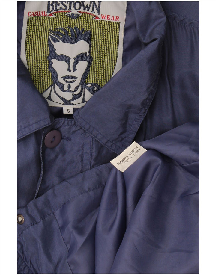 Vintage hombres suelta ajuste chaqueta utilitaria Reino Unido 36 seda azul pequeña