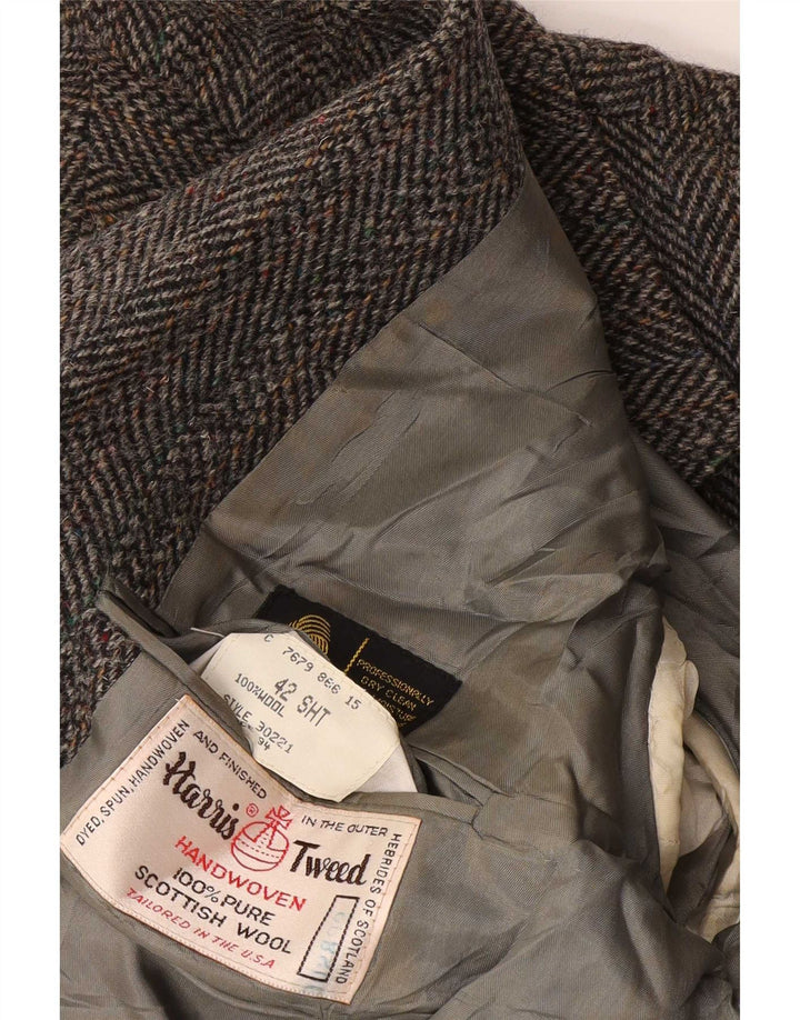 Harris Tweed Chaqueta corta para hombre UK 42 Gris medio Espiga