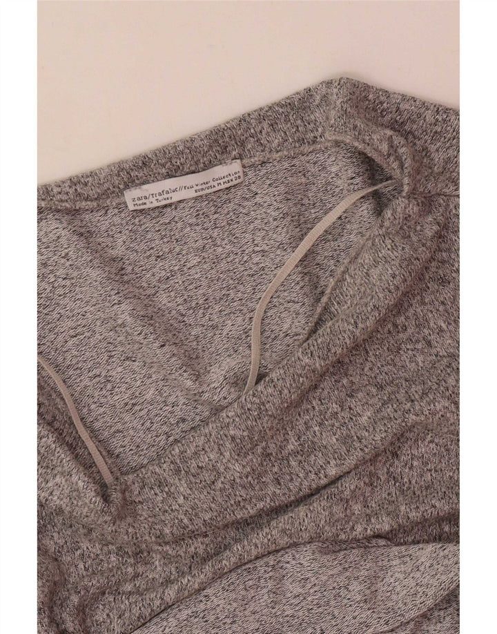Zara Mujer Top Extragrande Manga Larga UK 44 Gris Medio Moteado