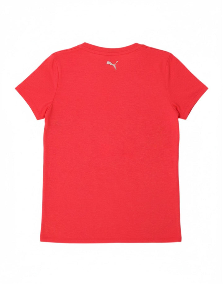 PUMA Girls Graphic T-Shirt Top 9-10 Years Red Polyester