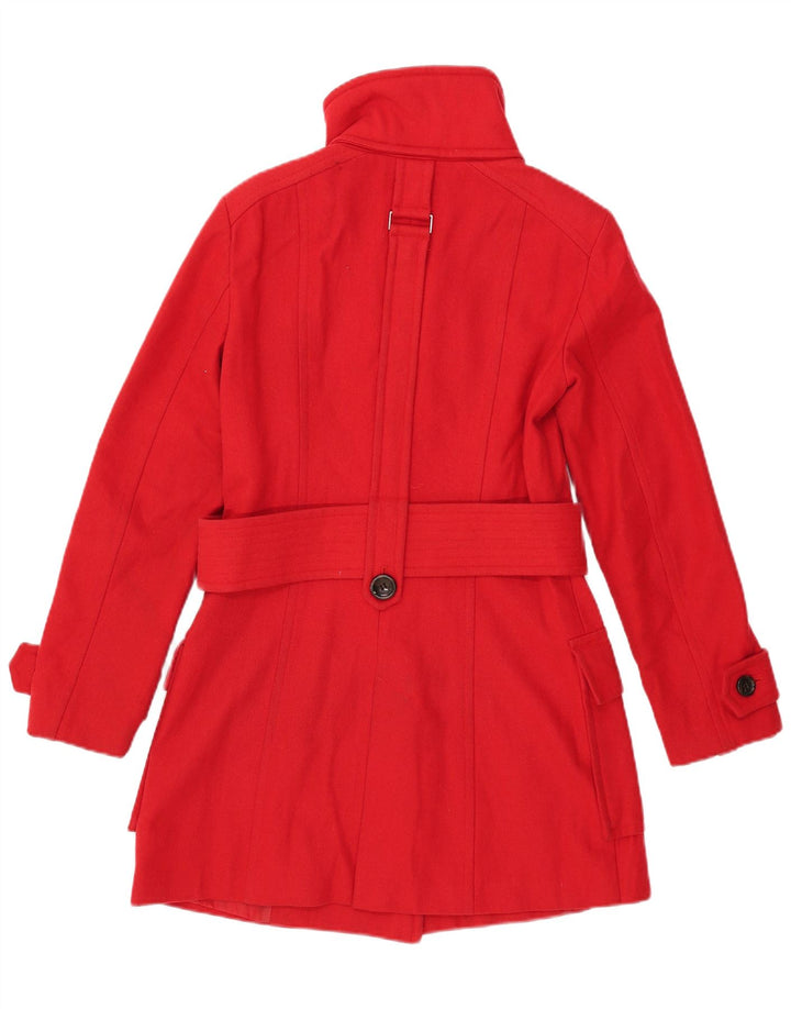 Abrigo ZARA Mujer UK 40 Lana Roja Mediana