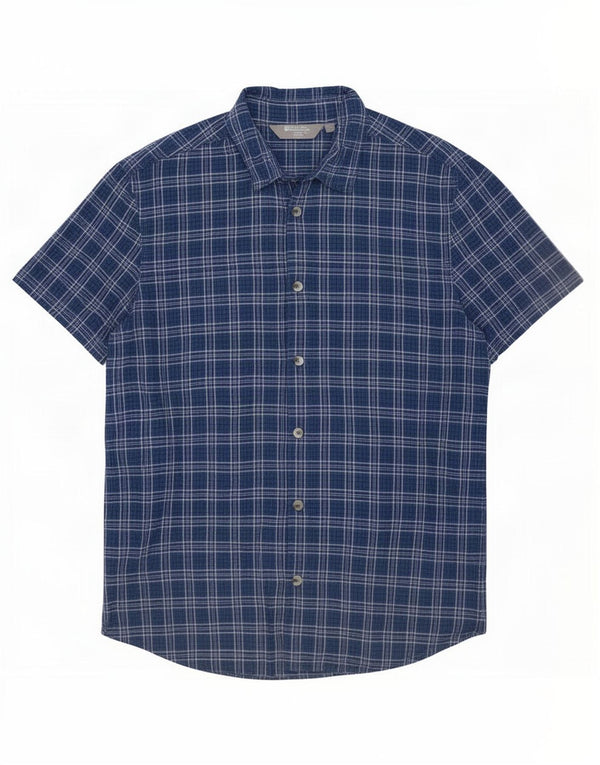 Camisa de manga corta para hombre Mountain Warehouse XL Algodón a cuadros azul marino