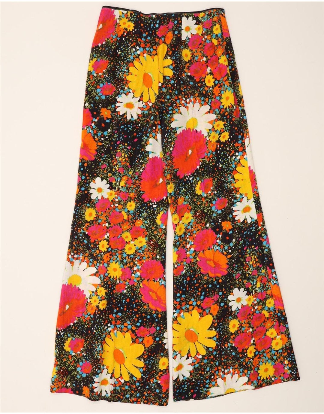 VINTAGE Pantalones casuales de cintura alta para mujer W26 L31 Floral multicolor