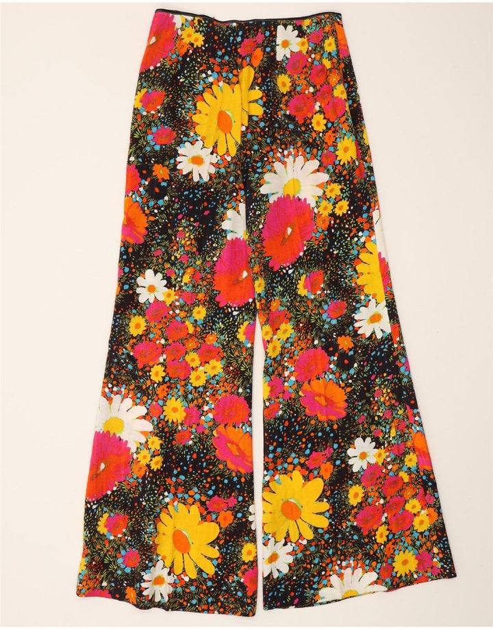 VINTAGE Pantalones casuales de cintura alta para mujer W26 L31 Floral multicolor