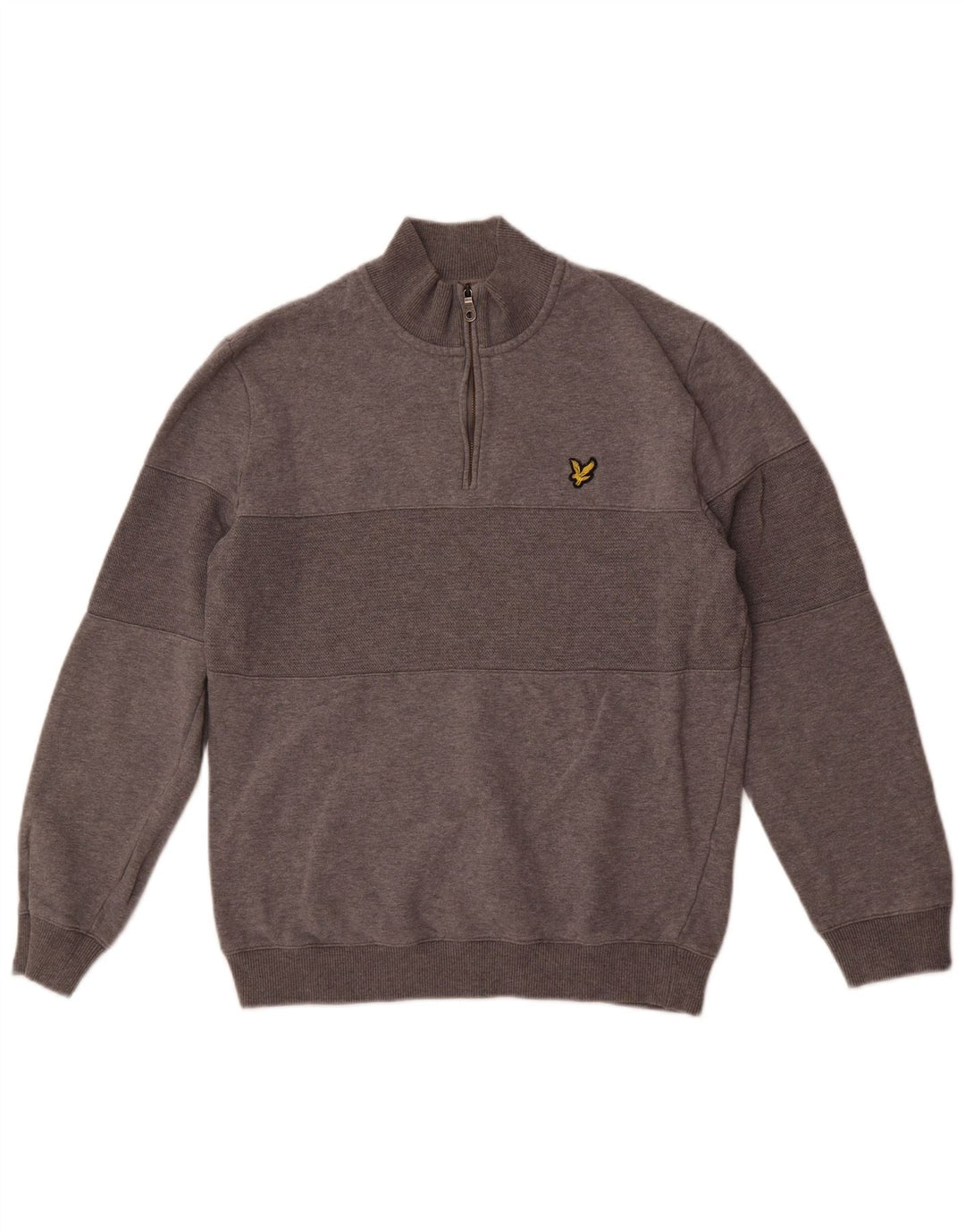 Lyle & Scott - Sudadera con cuello y cremallera para hombre, jersey de algodón color block en gris medio