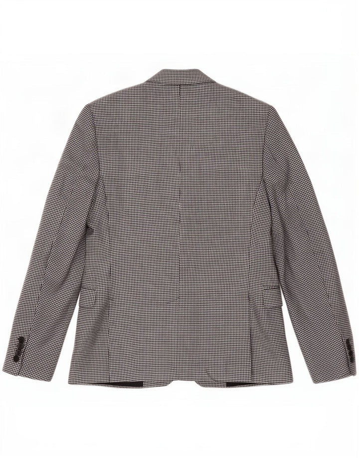 Zara Chaqueta tipo blazer de 2 botones para hombre EU 46 Pequeña lana de pata de gallo negra