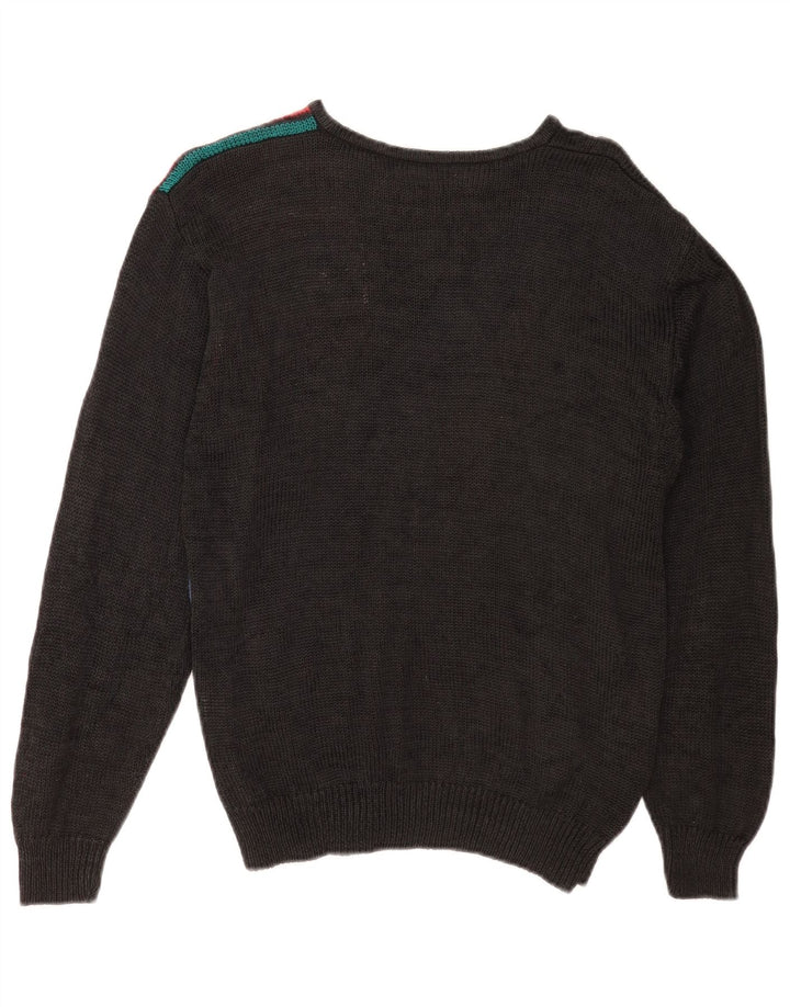 Malina Wong Jersey de cuello redondo para mujer EU 38 Mediano Negro Retro