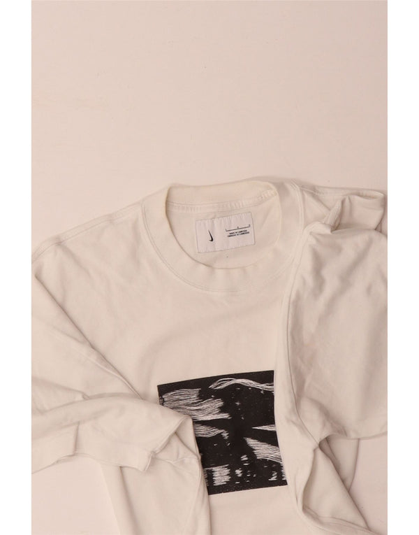 NIKE Camiseta gráfica para hombre Top grande de algodón blanco