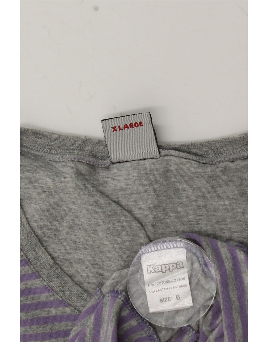 KAPPA Camiseta Hombre Top XL Algodón Rayas Púrpura