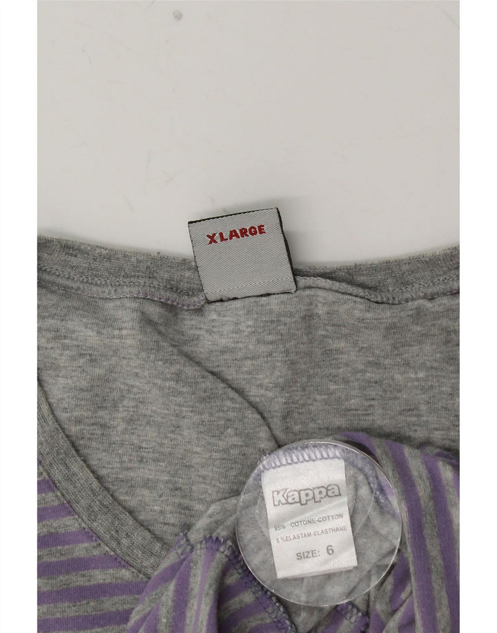 KAPPA Camiseta Hombre Top XL Algodón Rayas Púrpura